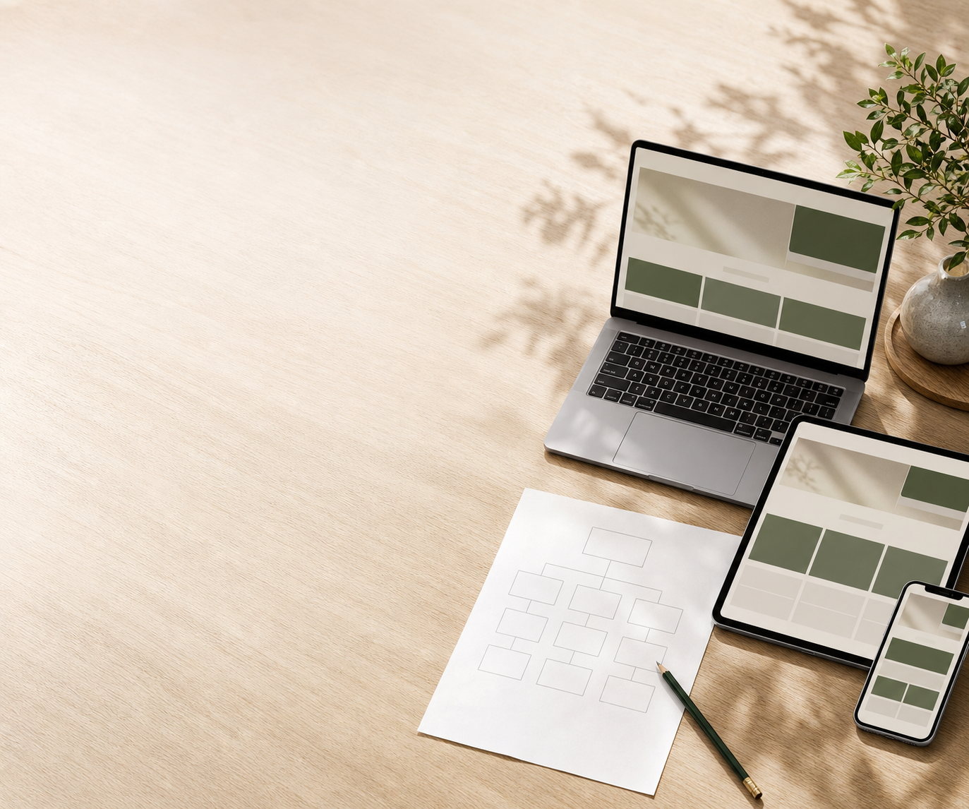 Responsive website layouts shown on several devices
